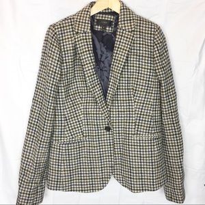 J Crew plaid blazer 12 tall navy elbow patches